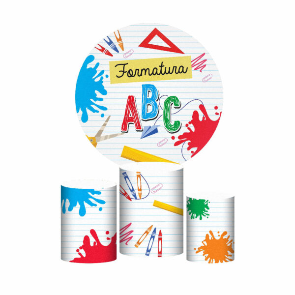 Trio Capa Cilindro + Painel Redondo 3D ABC 1,50m Veste Fácil