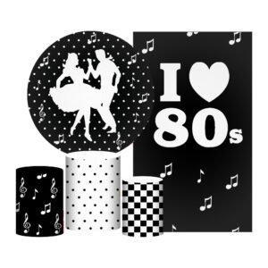 Kit Casado Anos 80 Painel Redondo Trio Capas Cilindro Retangular Vertical Em Tecido