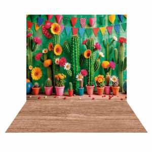 Fundo Fotográfico Cenário Festa Junina Cactus e Flores 2,20m x 1,50m F979