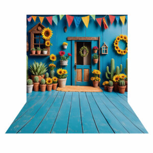 Fundo Fotográfico Cenário Festa Junina Casa Azul 2,20m x 1,50m F972