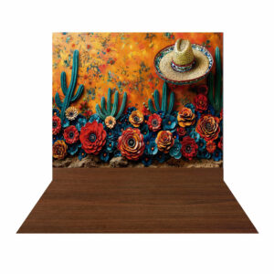 Fundo Fotográfico Cenário Festa Junina Cactus e Flores Tecido 2,20m x 1,50m F997