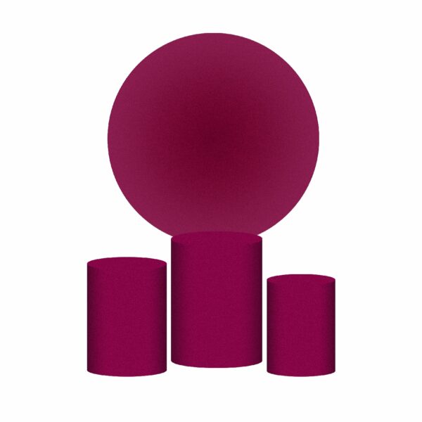 Trio Capa Cilindro + Painel Redondo 3D Rosa Choque 1,50m Veste Fácil