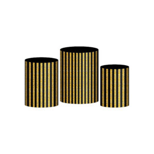 Trio Capa Cilindro Ripado Dourado 3D Em Tecido Com Elástico 28