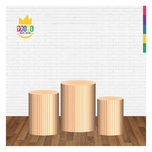Trio Capa Cilindro Ripado Marfim 3D Em Tecido Com Elástico 11 - Image 2
