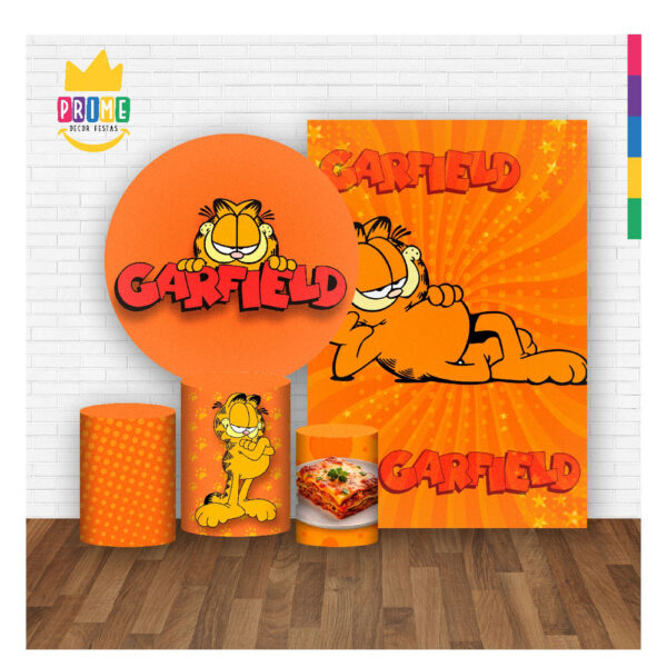 Kit Casado Garfield Painel Redondo Trio  Cilindro Retangular Vertical Em Tecido GF01 - Image 2