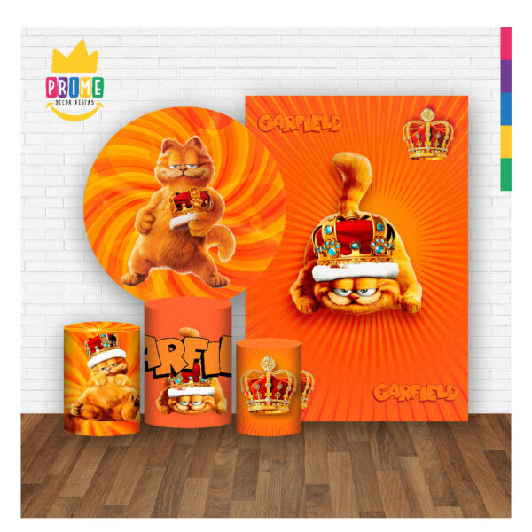 Kit Casado Garfield Painel Redondo Trio  Cilindro Retangular Vertical Em Tecido GF04 - Image 2