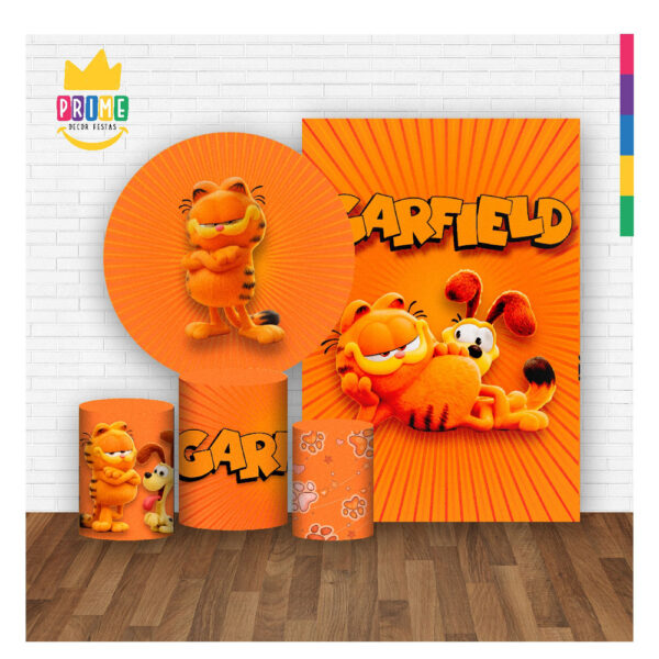 Kit Casado Garfield Painel Redondo Trio  Cilindro Retangular Vertical Em Tecido GF01 - Image 2
