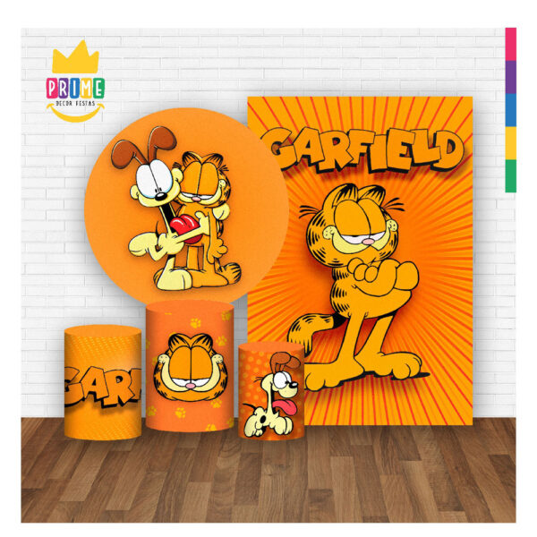 Kit Casado Garfield Painel Redondo Trio  Cilindro Retangular Vertical Em Tecido GF03 - Image 2