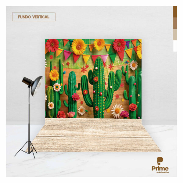 Fundo Fotográfico Cenário  Festa Junina Cactus Tecido 2,20m x 1,50m F982 - Image 2