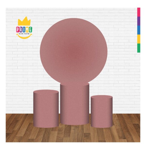Trio Capa Cilindro + Painel Redondo 3D Rosa Blush 1,50m Veste Fácil - Image 2