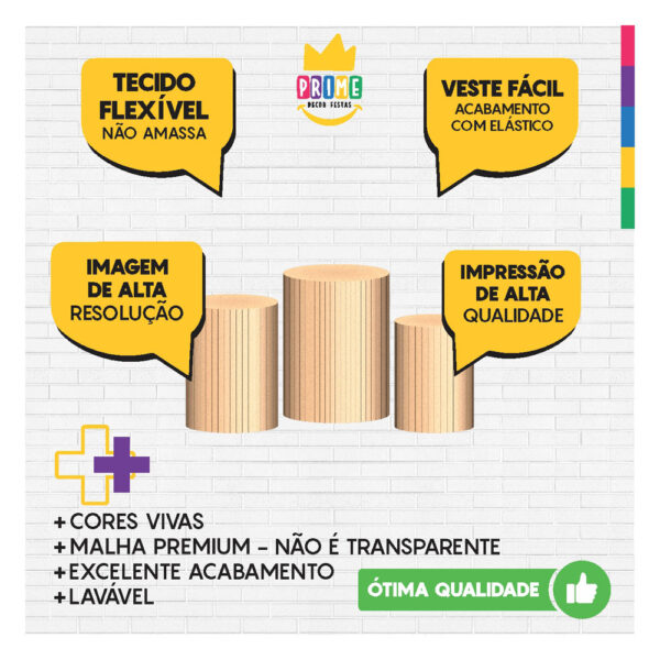 Trio Capa Cilindro Ripado Marfim 3D Em Tecido Com Elástico 11 - Image 3