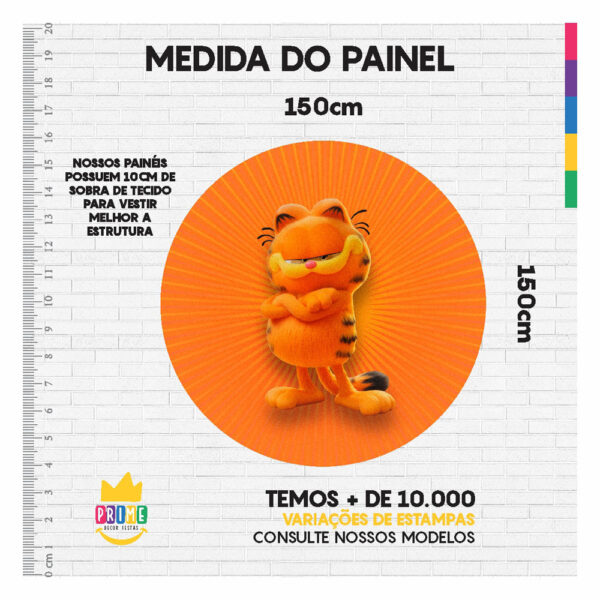 Painel Redondo 3D Garfield Abre Fácil 1,50m X 1,50m GF01 - Image 3