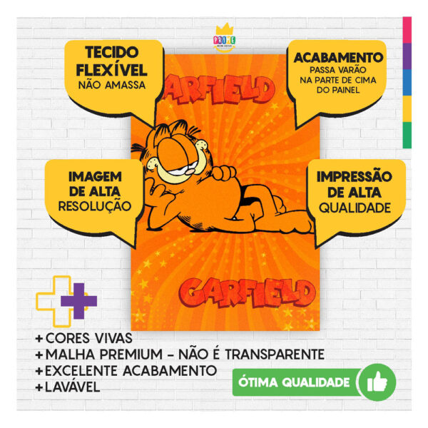 Painel Festa Garfield 3D Lateral para Casadinho 1,50m x 2,20m GF02 - Image 3