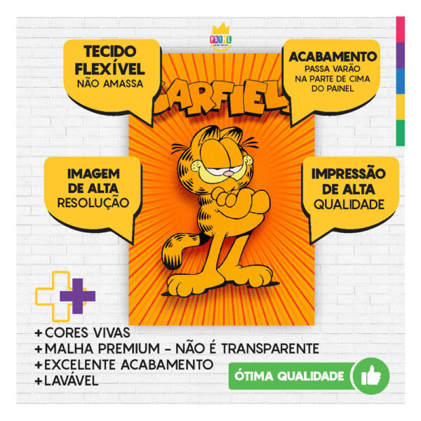 Painel Festa Garfield 3D Lateral para Casadinho 1,50m x 2,20m GF03 - Image 3