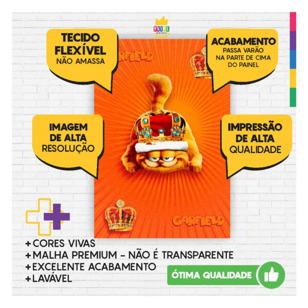 Painel Festa Garfield 3D Lateral para Casadinho 1,50m x 2,20m GF04 - Image 3