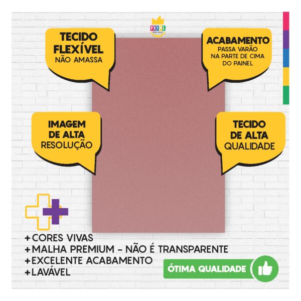 Painel de Festa Retangular 3D Rosa Blush casadinho 1,75m x 2,20 Cor Lisa Tecido - Image 3