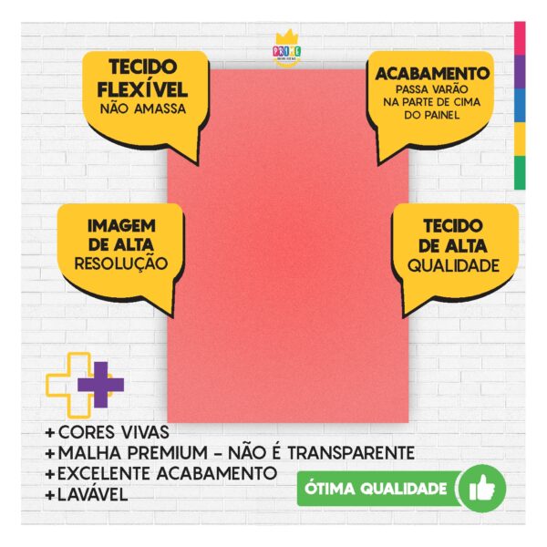 Painel de Festa Retangular 3D Rosa Frutily casadinho 1,75m x 2,20 Cor Lisa Tecido - Image 3