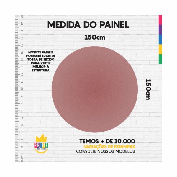 Painel Redondo 3D Rosa Blush Cor Lisa Tecido Sublimado 1,50m x 1,50m - Image 3