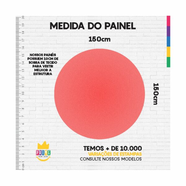 Painel Redondo 3D Rosa Frutily Cor Lisa Tecido Sublimado 1,50m x 1,50m - Image 3