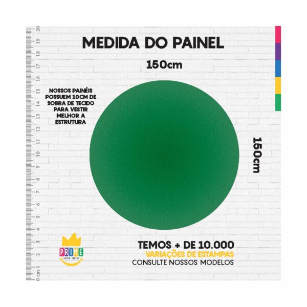 Painel Redondo 3D Verde Sinuca Cor Lisa Tecido Sublimado 1,50m x 1,50m - Image 3