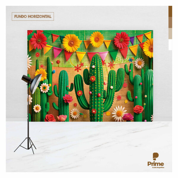 Fundo Fotográfico Cenário  Festa Junina Cactus Tecido 2,20m x 1,50m F982 - Image 4