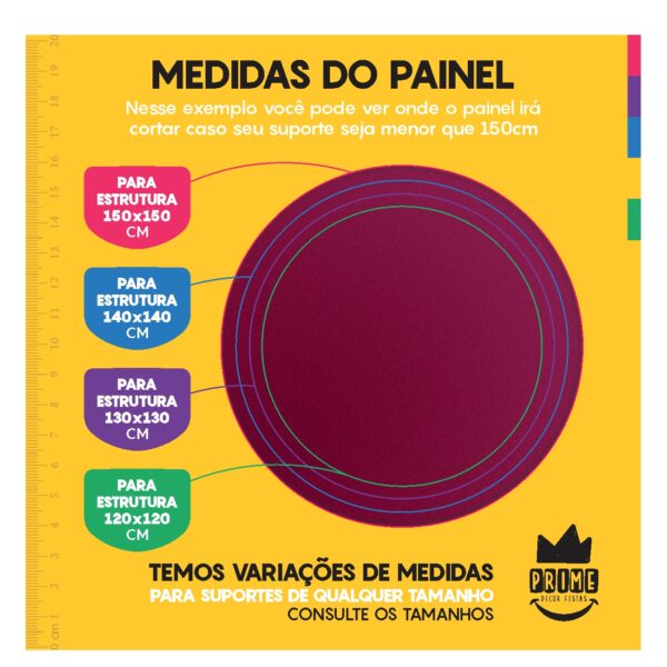 Trio Capa Cilindro + Painel Redondo 3D Rosa Choque 1,50m Veste Fácil - Image 4