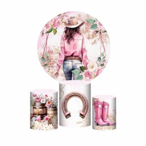 Trio Capa Cilindro + Painel Redondo 3D Boiadeira 1,50m Veste Fácil
