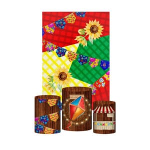 Kit Casado São João Trio Capa Cilindro Retangular Tecido