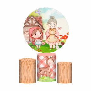 Trio Capa Cilindro + Painel Redondo 3D Chapeuzinho 1,50m Veste Fácil