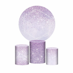 Trio Capa Cilindro + Painel Redondo 3D Glitter Lilás 1,50m Veste Fácil