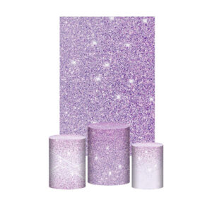 Kit Casado Glitter Lilás Trio Capa Cilindro Retangular Tecido