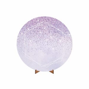 Painel Redondo 3D Glitter Lilás Tecido 50cm X 50cm Com Suporte MDF
