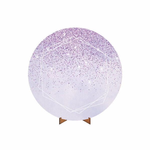Painel Redondo 3D Glitter Lilás Tecido 50cm X 50cm Com Suporte MDF