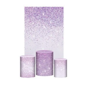 Kit Casado Glitter Lilás Trio Capa Cilindro Retangular Tecido