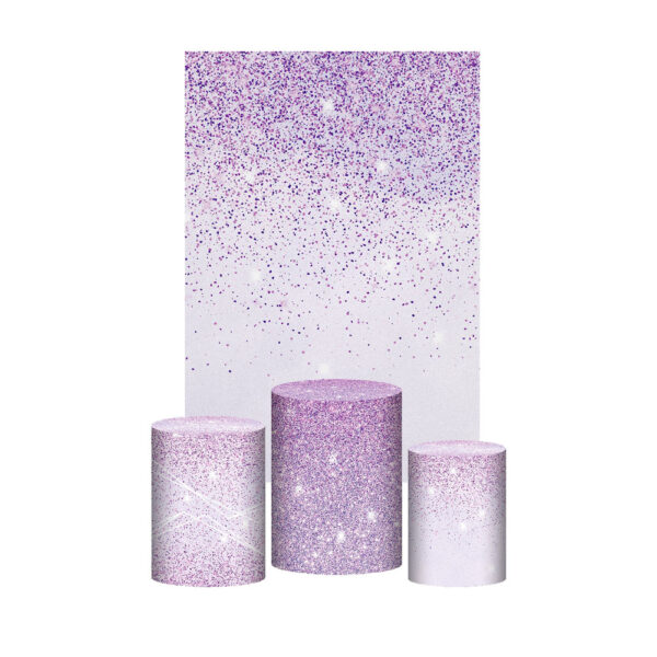 Kit Casado Glitter Lilás Trio Capa Cilindro Retangular Tecido