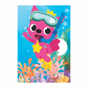 Painel de Festa Retangular 3D Baby Shark casadinho 1,50m x 2,20