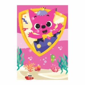 Painel de Festa Retangular 3D Baby Shark Rosa casadinho 1,50m x 2,20