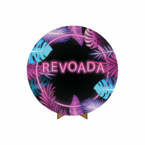 Painel Redondo 3D Revoada Tecido 50cm X 50cm Com Suporte MDF