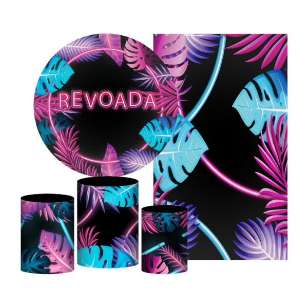 Kit Casado Revoada Painel Redondo Trio Capas Cilindro Retangular Vertical Em Tecido