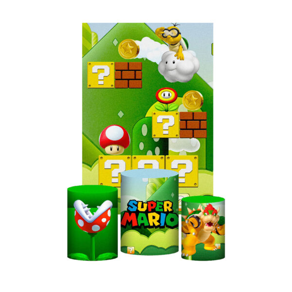 Kit Casado Super Mario Trio Capa Cilindro Retangular Tecido