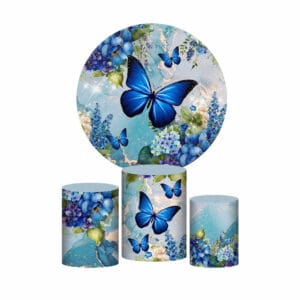 Trio Capa Cilindro + Painel Redondo 3D Borboleta 1,50m Veste Fácil