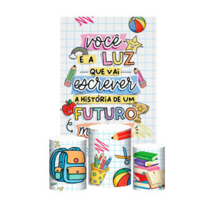Kit Casado Volta ás Aulas Trio Capa Cilindro Retangular Tecido
