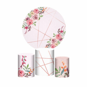 Trio Capa Cilindro + Painel Redondo 3D Floral 1,50m Veste Fácil