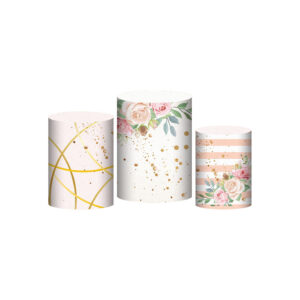 Trio Capa Cilindro Floral 3D Em Tecido Com Elástico