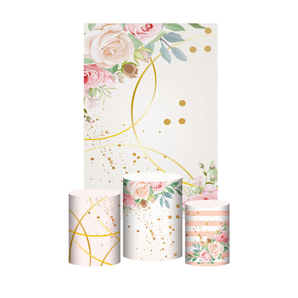 Kit Casado Floral Trio Capa Cilindro Retangular Tecido