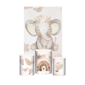 Kit Casado Boho Elefante Trio Capa Cilindro Retangular Tecido