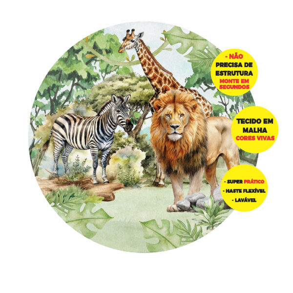 Painel Redondo 3D Safari  Abre Fácil 1,50m X 1,50m