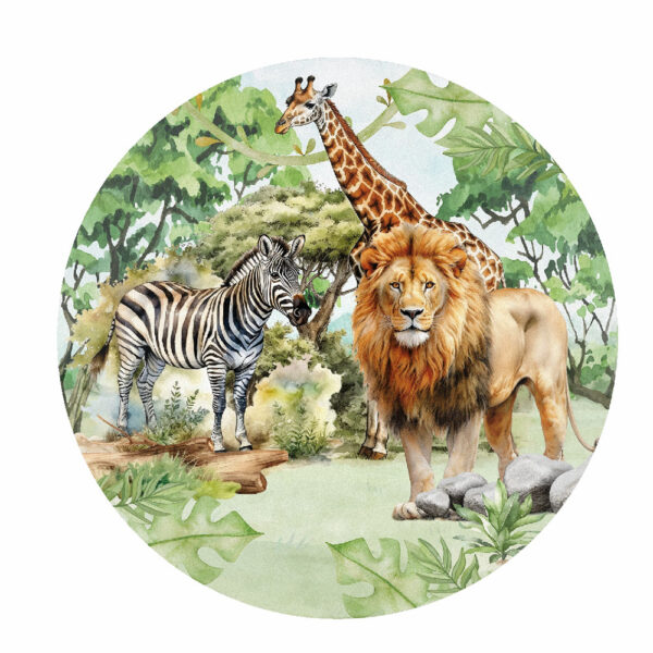 Painel Redondo 3D Safari Tecido Sublimado 1,50m x 1,50m
