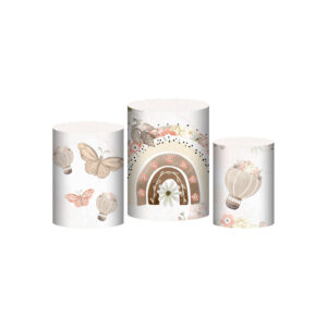 Trio Capa Cilindro Boho Elefante 3D Em Tecido Com Elástico