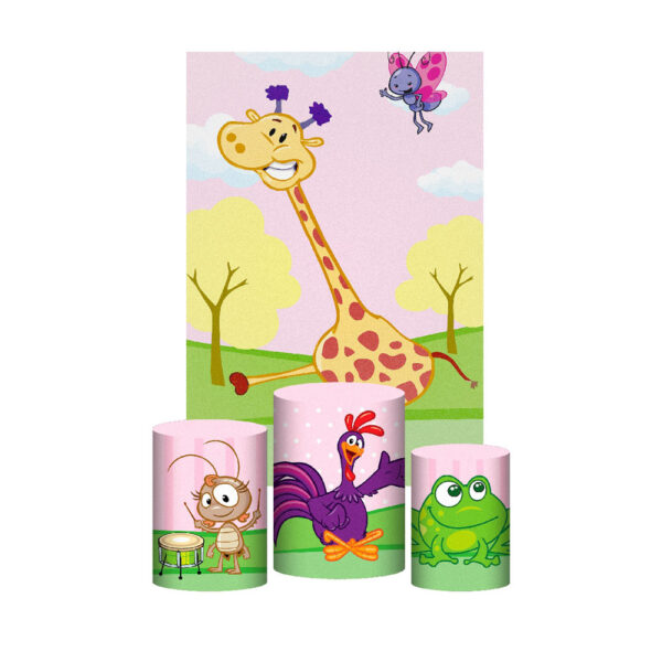 Kit Casado Galinha Pitadinha Trio Capa Cilindro Retangular Tecido